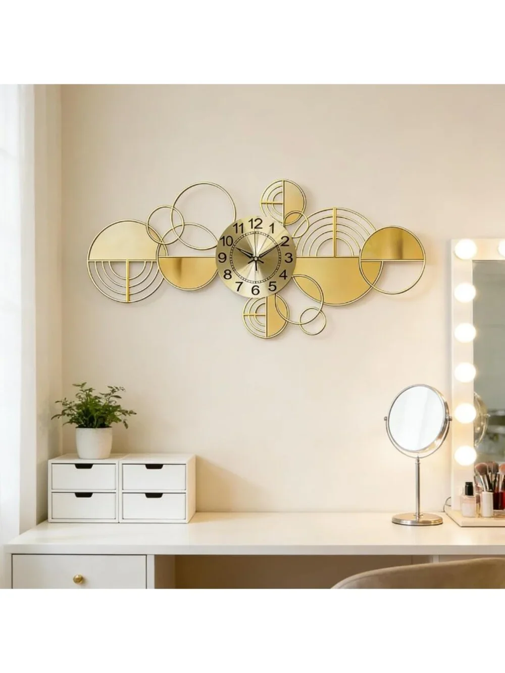Oversized 3D Metal Wall Clock - Silent Non-Ticking Decorative Art for Home